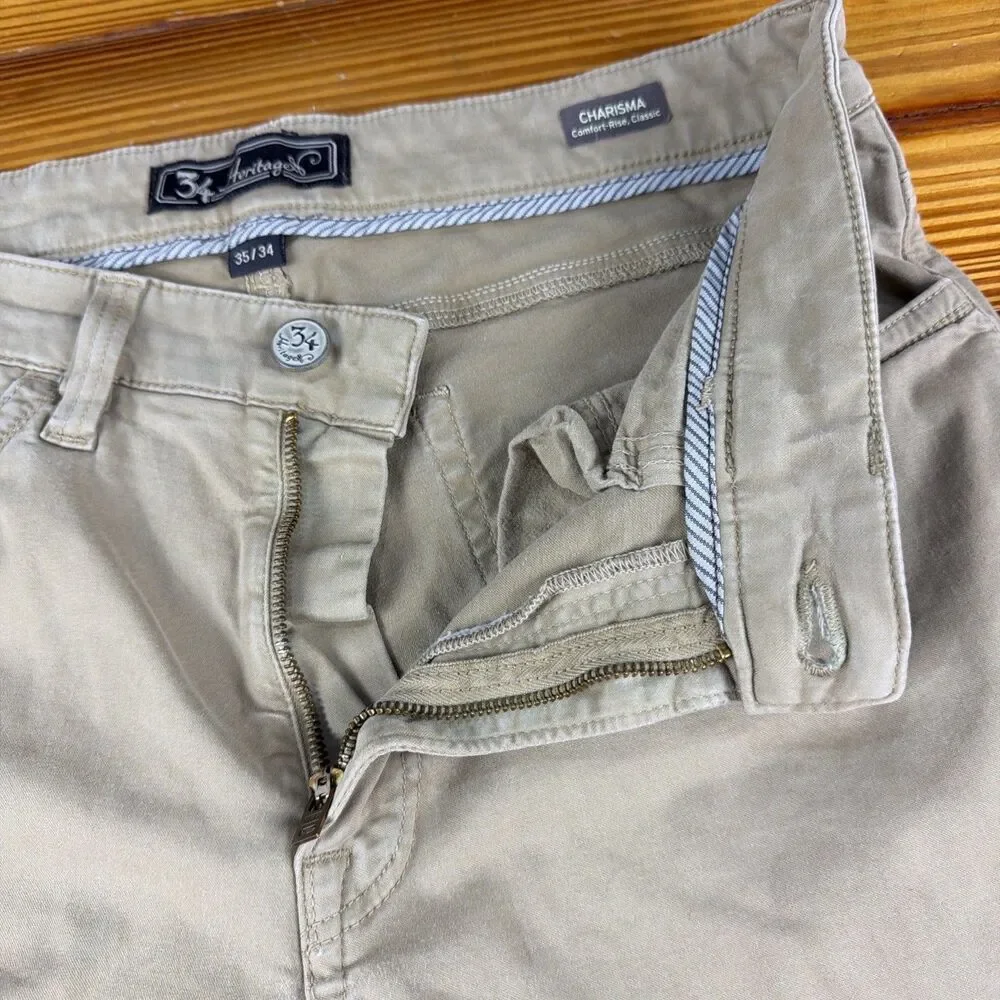 34 Heritage Pants Mens 35x34 Tan Charisma Comfort Rise Twill Super Stretch